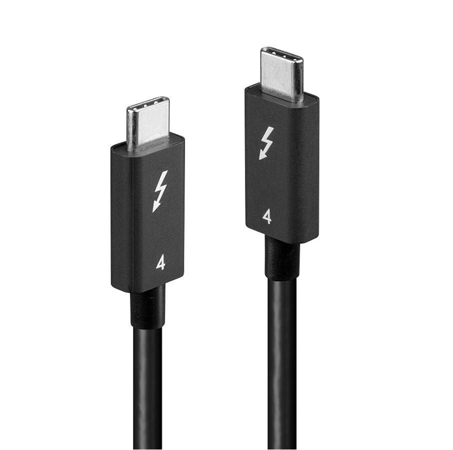 Cablu Lindy Thunderbolt 4, Length 1m, 40Gbps, passive, negru  Connectors  Connector A: Thunderbolt 4 USB Type C Male with E-Mark Connector B: Thunderbolt 4 USB Type C Male Housing Material: Stainless Steel Connector Plating: Nickel Pin Construction: Copper alloy Pin Plating: Gold Dimensions