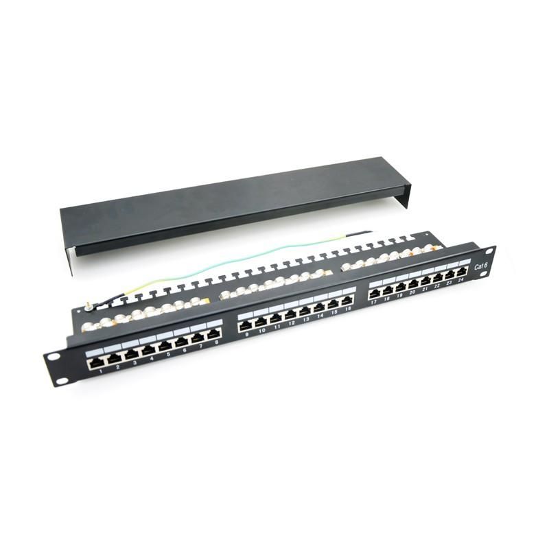 Patch panel 24 porturi, 1U, FTP Cat.6, Krone+110, suport de cabluri integrat - EMTEX,  PBPP17