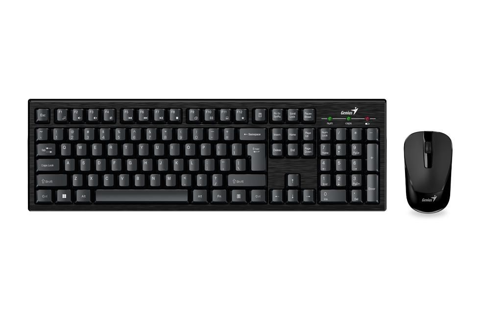 KIT wireless GENIUS, tastatura wireless 104 taste (slim) + mouse wireless 1000dpi, 3 butoane, black, „KM-8101 , SmartGenius app „31340014400