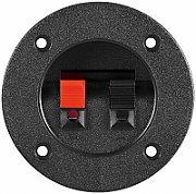 Speaker terminal, 2 push type poles, red/black, panel, round
Packaging: bulk 1 pc.