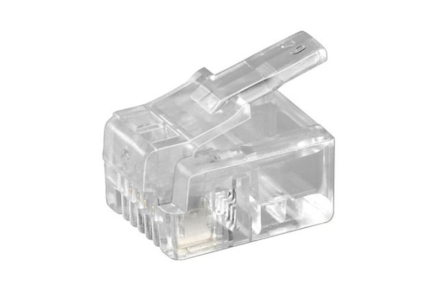 RJ11 plug (6P4C) for flat cable
Packaging: bulk 1 pc.