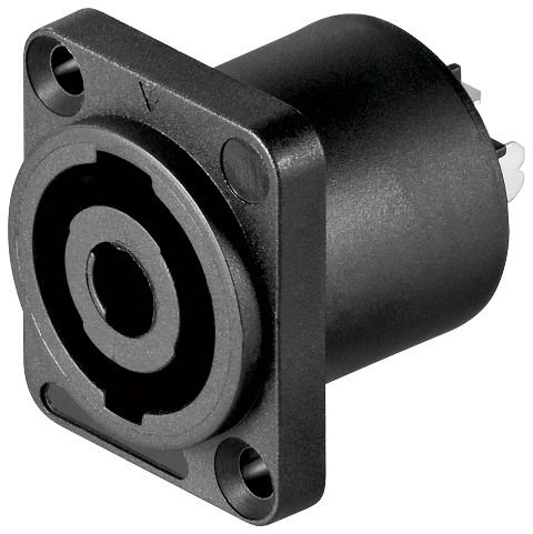 SPEAKON female 4-pin socket, panel mountable, square
Packaging: bulk 1 pc.