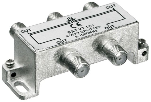 Indoor CATV splitter, 4 outputs, 5-1000MHz
Packaging: bulk 1 pc.