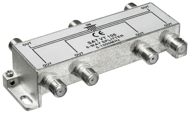 Indoor CATV splitter, 6 outputs, 5-1000MHz
Packaging: bulk 1 pc.