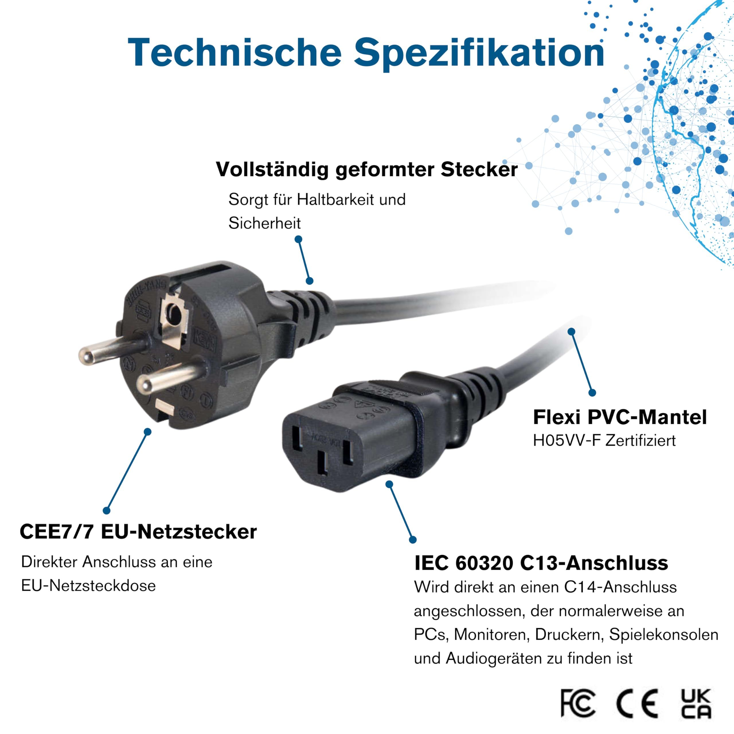 PC power cable 1.2m CEE 7/7 male to IEC320-C13 female, black -
H03VV-F3G 0.75mm&ampsup2 aluminum conductor
Packaging: bulk 1 pc.