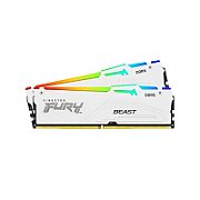 Memorie RAM Kingston, DIMM, DDR5, 32GB, 5600MHz, CL36, 1.35V, FURY Beast White, RGB, Kit of 2