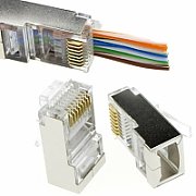 Mufa RJ45 FTP ecranata, cat.5e, passthrough (100buc) - EMTEX  EMT-PR5E-FTP