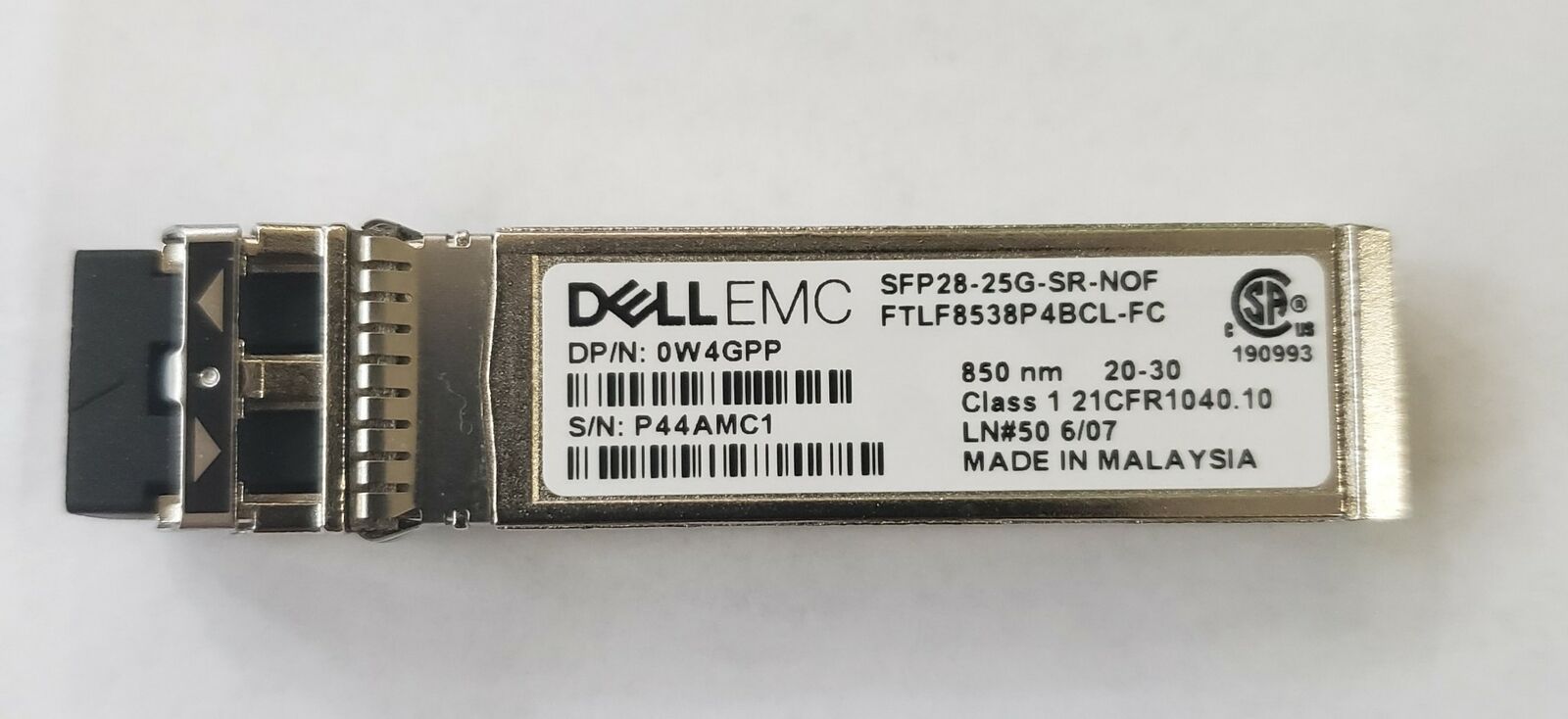 Dell Networking, Transceiver, 25GbE SFP28 SR, MMF, Duplex LC