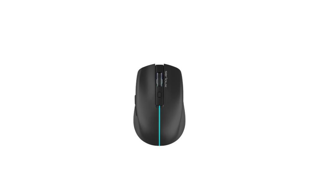Mouse Serioux Flicker 212, Wireless, Negru,  senzor: Optic, DPI: 800/ 1200/ 1600, conexiune: Dongle USB 2,4 GHz, banda de frecventa: 2,4 GHz, baterie integrată litiu de 500 mAh, banda LED, cerințe OS: Win, Mac, Vista