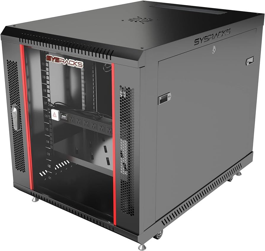 CABINET 19  SPACER  12U 600x450mm, fixare pe perete, Flatpack (dezasamblat),  Black, usa sticla cu blocare, panouri detasabile, otel 1.5mm, sarcina maxima 60Kg,  SPCW-12U-450-BK-03