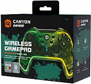 CANYON GPW-02, Bluetooth Controller with built-in 800mah battery, BT 5.0, 2M Type-C charging cable , Bluetooth Gamepad for Nintendo Switch / Android / Windows ( RGB Lighting ),152*110*55mm, 232g, black
