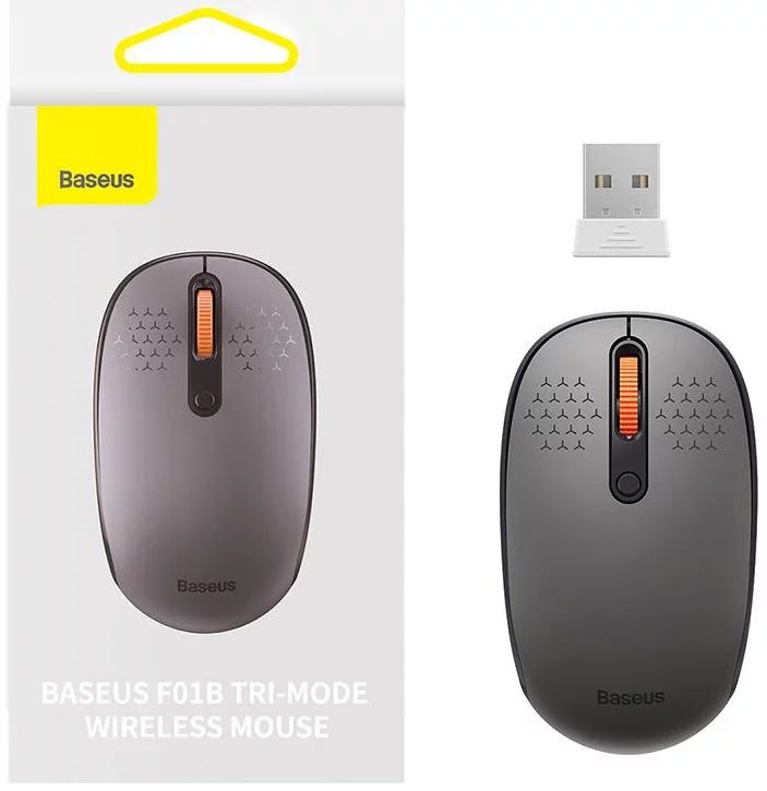 MOUSE Baseus PC sau NB wireless, 2.4GHz si Bluetooth, optic, 800/ 1200/1600 dpi,butoane/scroll 3/1, gri, B01055502833-00  (timbru verde 0.18 lei) - 6932172632885