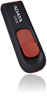 MEMORIE USB 2.0 ADATA 16 GB, retractabila, carcasa plastic, negru / rosu,  AC008-16G-RKD  (include TV 0.02 lei)