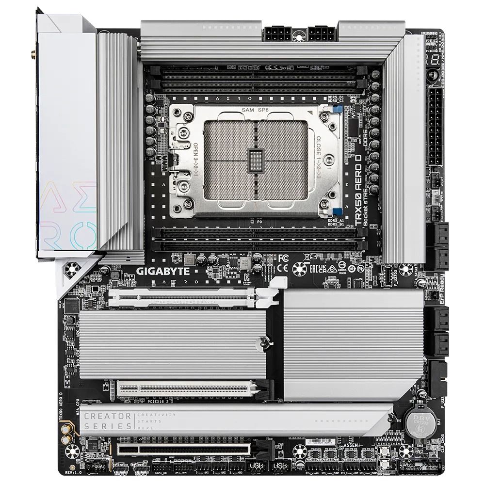 Placa de baza GIGABYTE TRX50 AERO, socket sTR5, 4x DDR5 RDIMM, 8x SATA, 4x NVMe, 14x USB-A, 3x USB-C, E-ATX