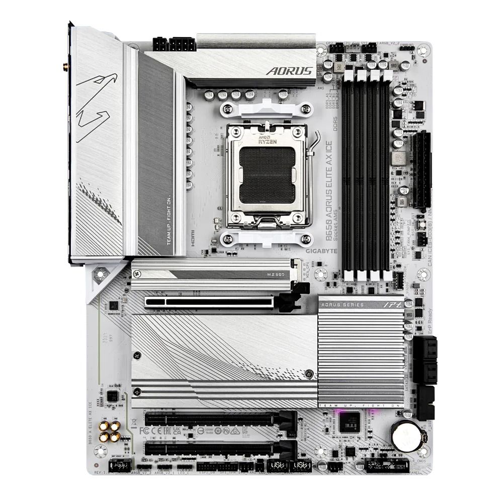Placa de baza GIGABYTE B650 AORUS ELITE AX ICE, socket AM5, 4x DDR5 UDIMM, 4x SATA, 3x NVMe, 17x USB-A, 2x USB-C, ATX