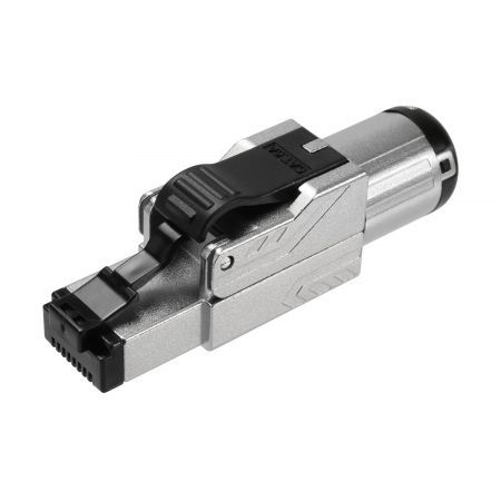 CAT 6A Field Termination Plug, STP, dust cap, bend relief