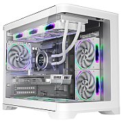 Carcasa 1STPLAYER UV6 Mid Tower ARGB ALB, Tempered Glass, Sloturi Expansiune 4, Drive Bays: 2x3.5 HDD 3x2.5 SSD, Ventilatoare Suportate: 9 (spate: 1x120mm, fata: 2x120mm, sus: 3x120mm, jos: 3x120mm), Format Placa De Baza Suportat: Micro-ATX, ITX, Lungime Maxima Placa Video: 400mm, Inaltime Maxima