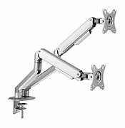 Suport 2 monitoare Serioux MM63-C024, compatibilitate  dimensiune ecran 17 -32 ,  greutate maximă suportata: (per ecran): 2~9kg, VESA: 75x75, 100x100, inclinare: +55°~-55°, pivotare: +90°~-90°, rotația ecranului: + 180°~-180°, instalare: clemă, grommet, grosime recomandată pentru birou: clemă