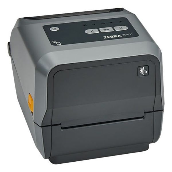 Thermal Transfer Printer (74/300M) ZD621 300 dpi, USB, USB Host, Ethernet, Serial, BTLE5, Cutter, EU and UK Cords, Swiss Font, EZPL