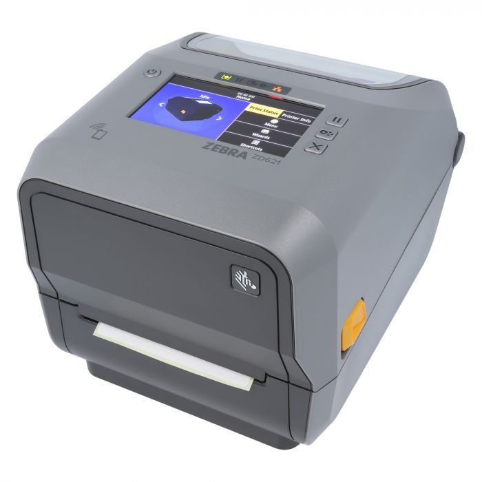 Thermal Transfer Printer (74/300M) ZD621, Color Touch LCD 300 dpi, USB, USB Host, Ethernet, Serial, BTLE5, EU and UK Cords, Swiss F