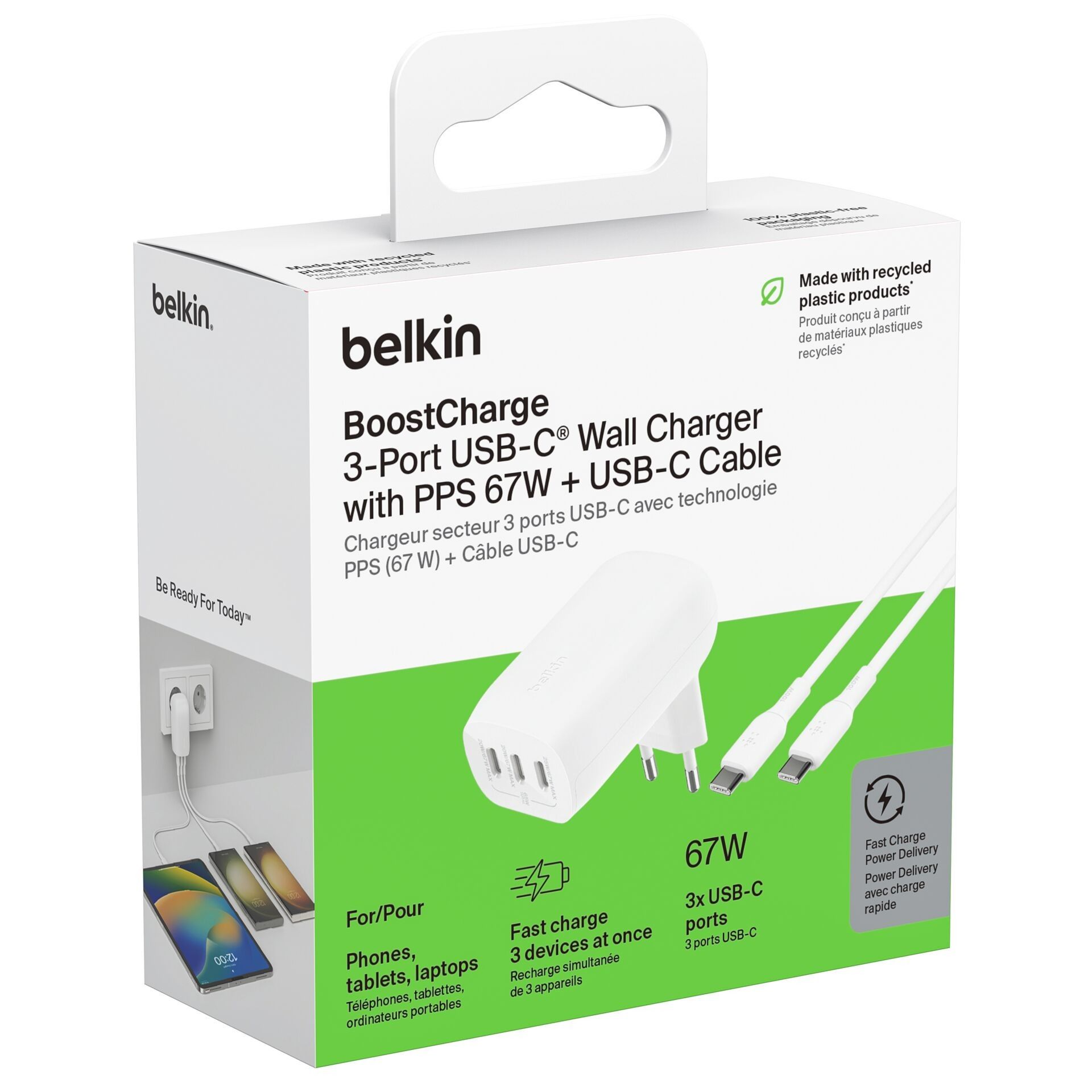 BOOST CHARGE 67 W CHARGER WITH/3 USB-C PORTS PPS TECHNOLOGY INC