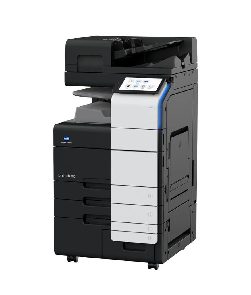 BIZHUB 450i include ADF DUAL SCAN  300 de coli + toner TN-628 24000 pagini negru + tava OT-513 + masa DK-516x