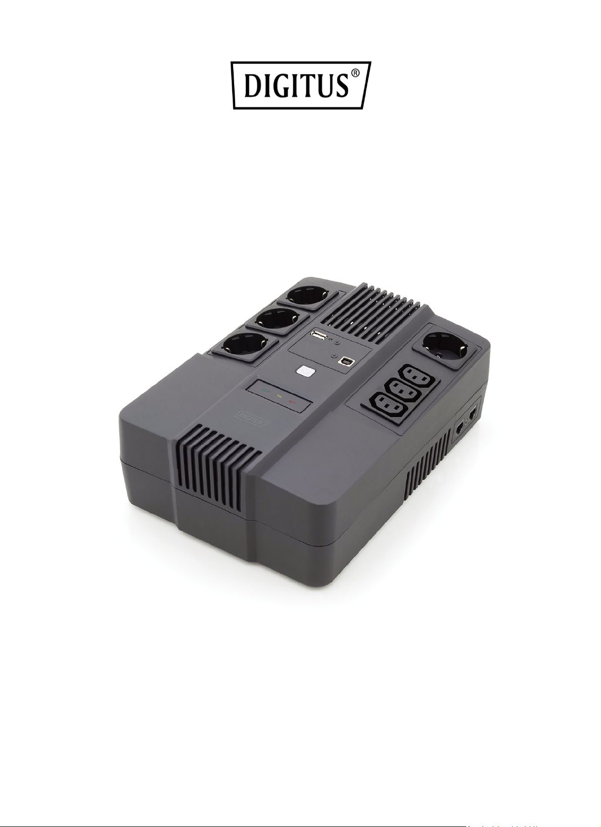 UPS Digitus DN-170111, 800 VA, 480 W, cu management, line-interactive, 4x Schuko, 3x C13, 1x RJ45, 2x USB, 12V 9Ah LED, Brick, Negru