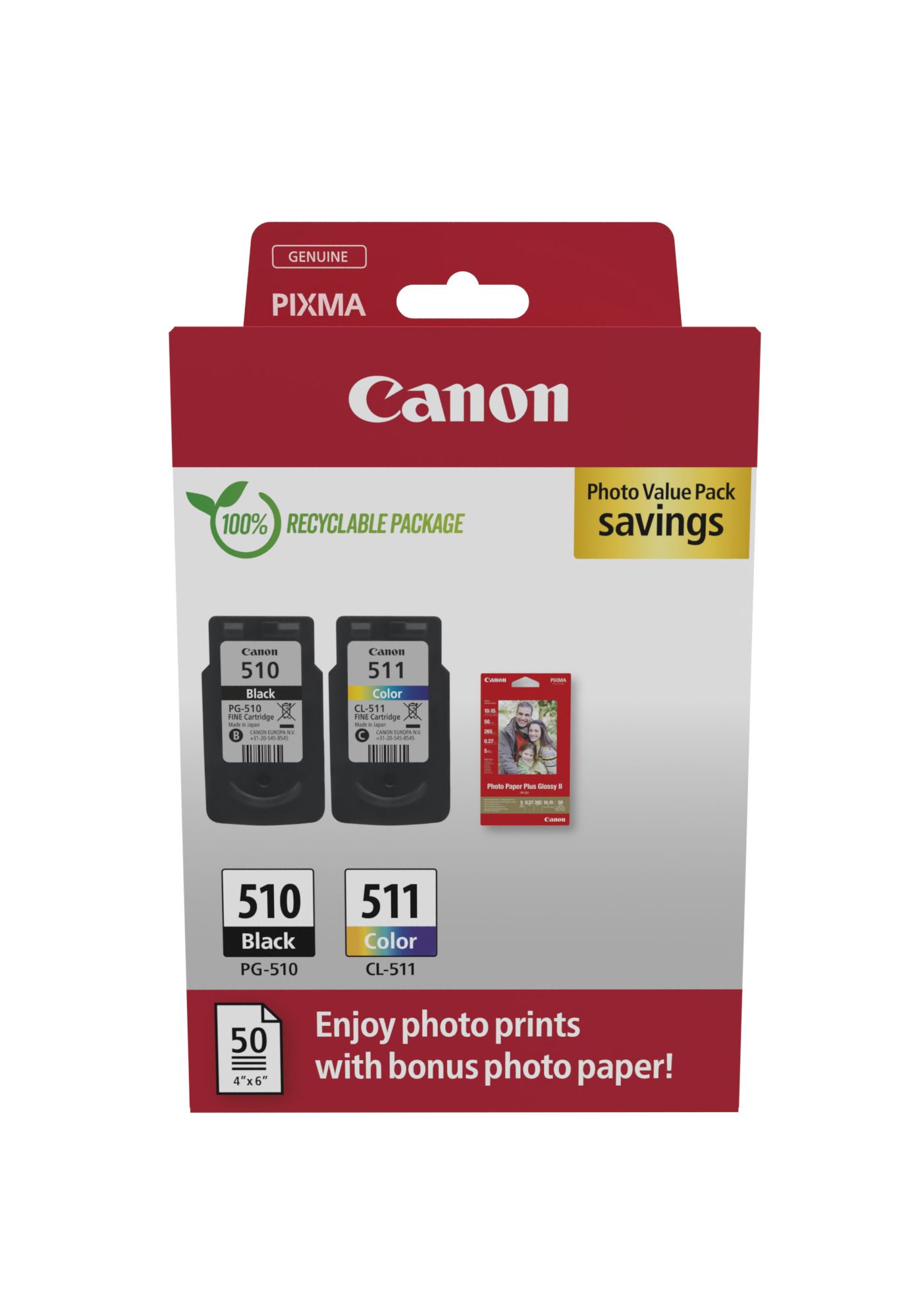 Cartus cerneala Canon 2970B017 ,Black/tri-color ,220 pagini+244 pagini ,Original (PG-510/CL-511)