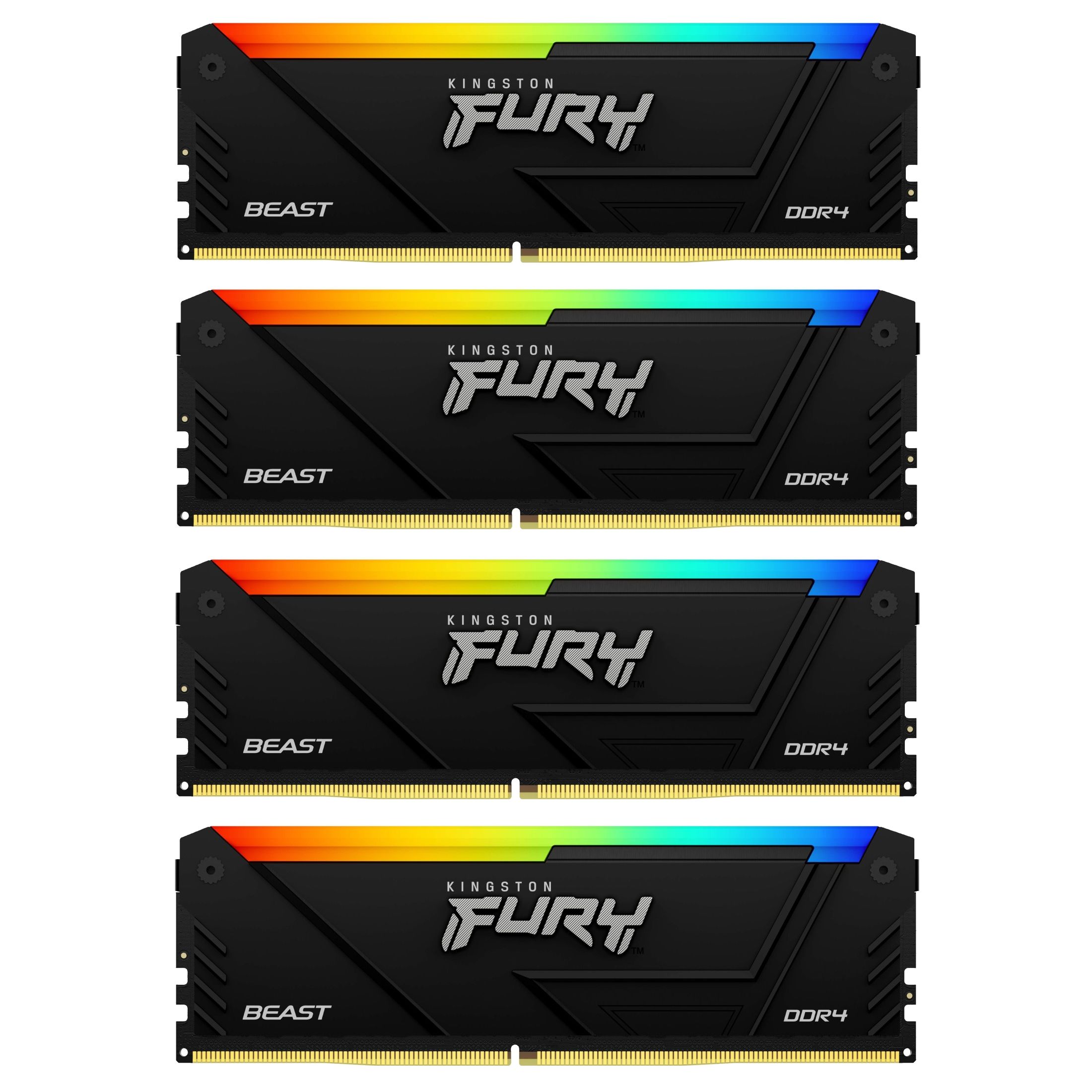 Memorie Kingston FURY Beast 64 GB DDR4 3200 MHz CL16, kit 4 x 16 GB, XMP 2.0, Negru, RGB