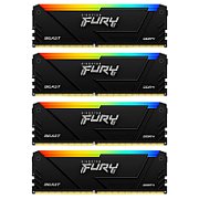 Memorie Kingston FURY Beast 64 GB DDR4 3200 MHz CL16, kit 4 x 16 GB, XMP 2.0, Negru, RGB