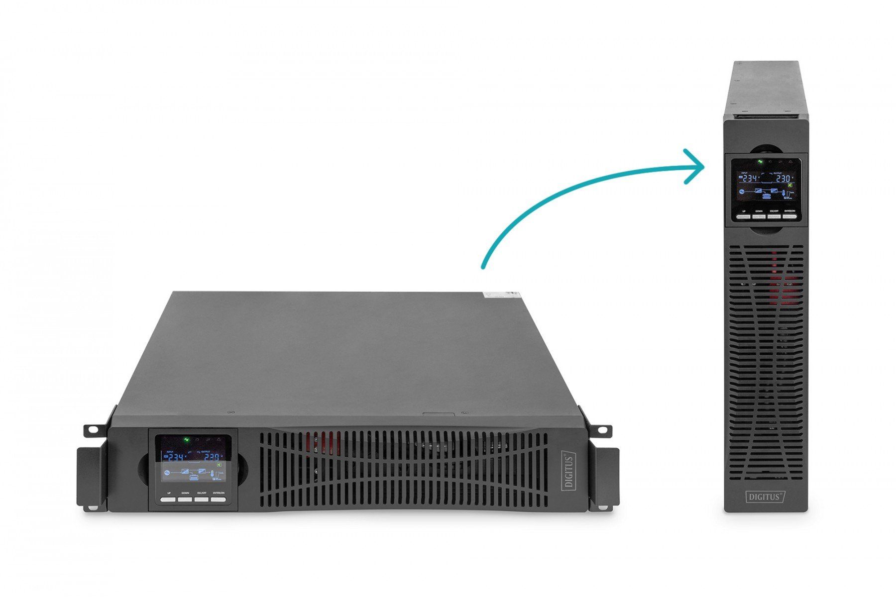 UPS Digitus DN-170106, 6000 VA, 6000 W, cu management, on-line double-conversion, 1x USB, Fara baterie interna, LCD, Tower/Rack 2U, Negru