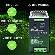Qoltec 50886 Module UPS DC for DIN rail | 40A | 24V