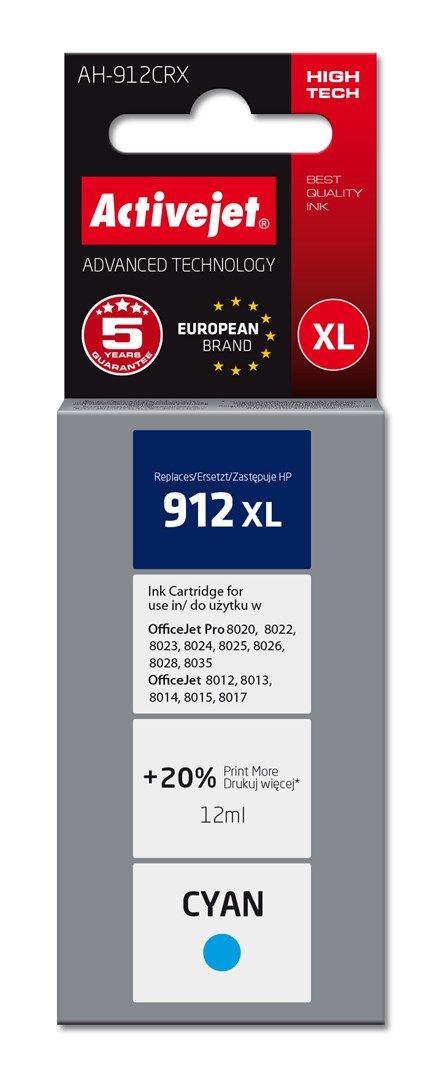 Cartus cerneala Activejet AH-912CRX ,Albastru ,900 pagini (compatibil cu HP 912XL)