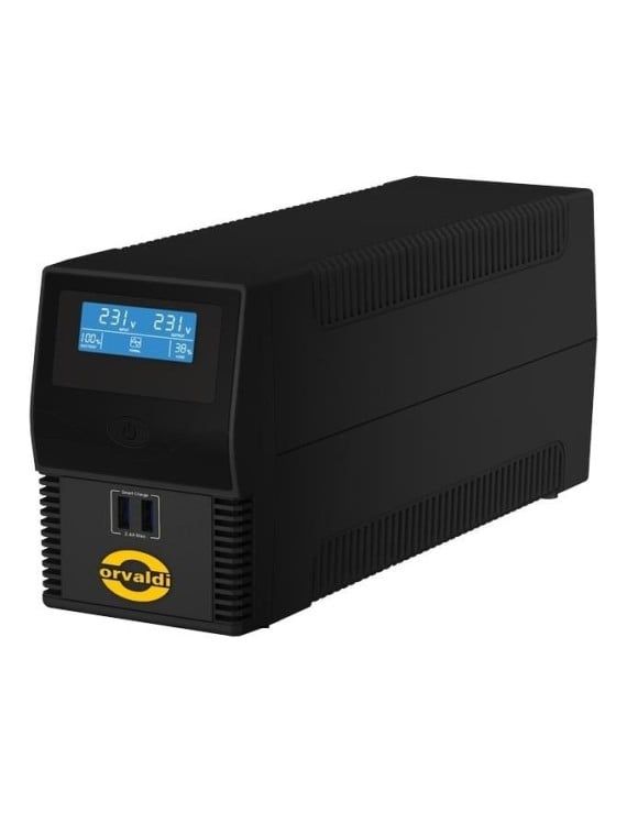 UPS Orvaldi I850, 800 VA, 480 W, line-interactive, 2x Schuko, 1x USB, LCD, Tower, Negru