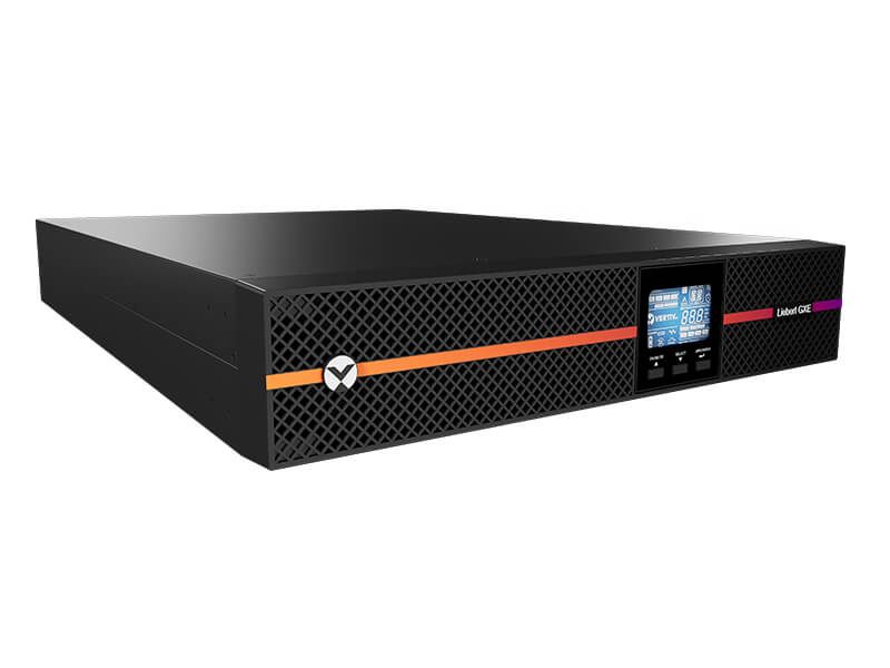 UPS Vertiv GXE3-3000IRT2UXL, 3000 VA, 2700 W, on-line double-conversion, 8x C13, 1x C19, 1x USB, Lead–acid, 9.5 minute (50% sarcina), Rack 2U, Negru