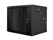 TWO-SECTION WALL-HUNG RACK CABINET 19  9U 600X600 BLACK LANBERG (FLAT PACK)