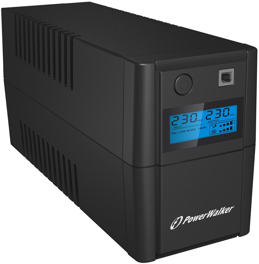 UPS PowerWalker VI 650 SHL, 650 VA, 360 W, cu management, line-interactive, 2x Schuko, 12V 7Ah LCD, Tower, Negru