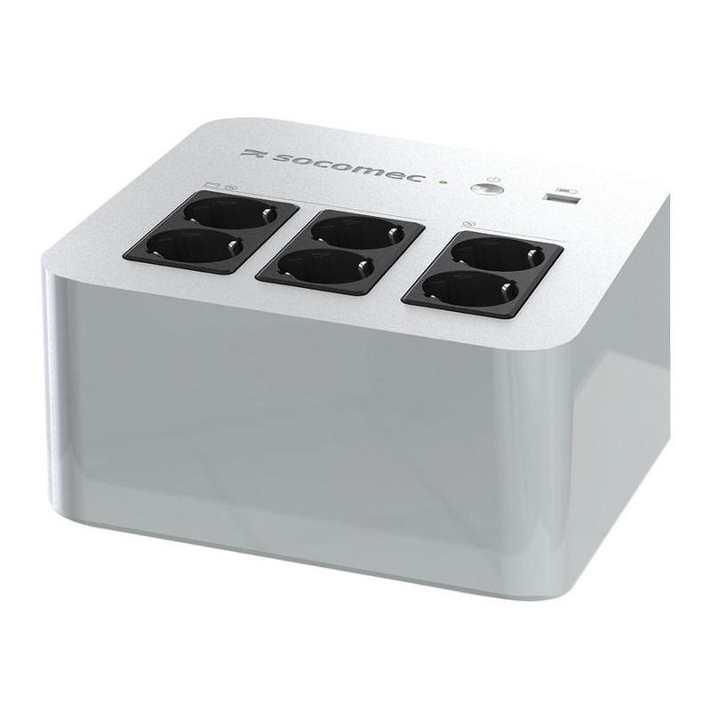 UPS Socomec NPL-0800-D, 800 VA, 480 W, cu management, line-interactive, 6x Schuko, 1x USB, 12V 9Ah LED, Brick, Alb