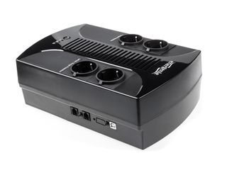 UPS Gembird EG-UPS-002, 850 VA, 510 W, line-interactive, 4x Schuko, 1x C13, 12V/8Ah Sealed Lead-acid, LED, Brick, Negru