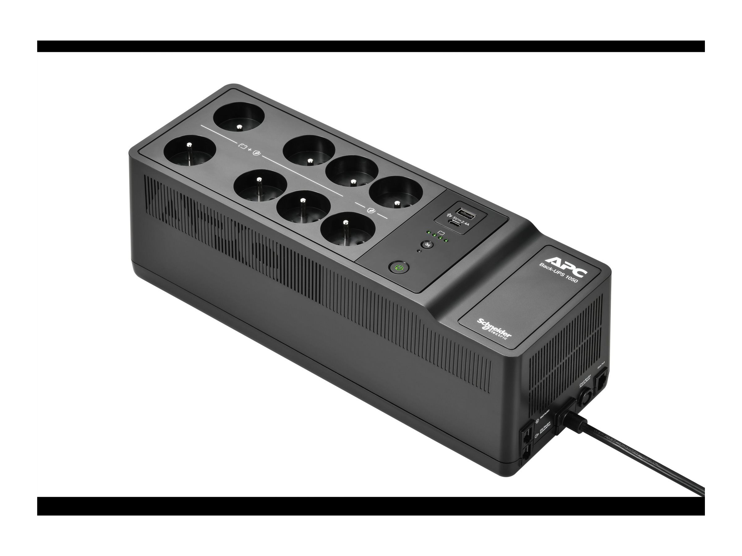 UPS APC BE1050G2-GR, 1050 VA, 600 W, off-line, 8x Schuko, 1x USB, Baterie cu plăci de plumb şi acid, Brick, Negru