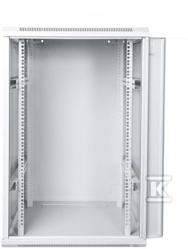 Wall-hung network cabinet 19  21U rack 600x600  door glass  grey  undivided  folded  60kg