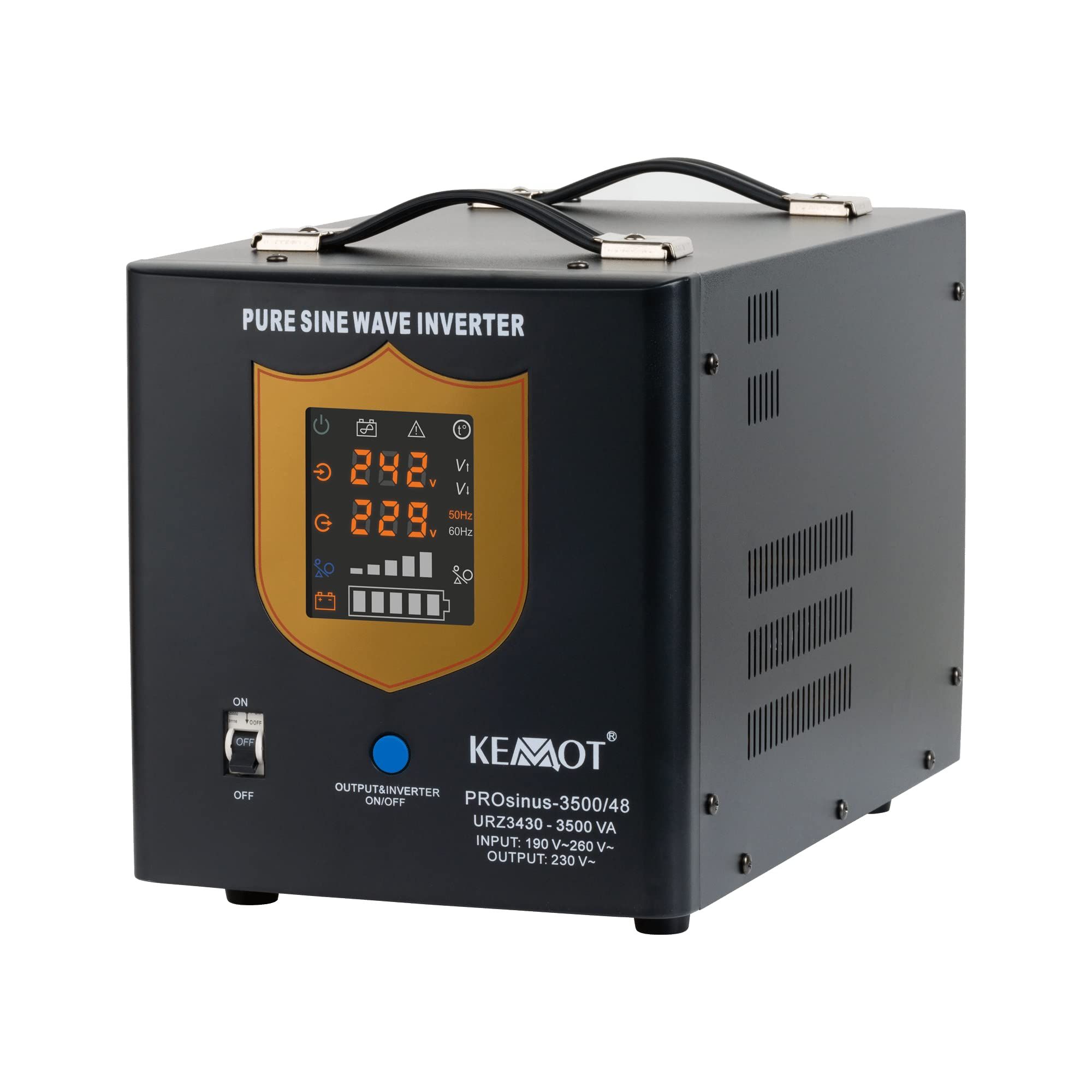 UPS Kemot URZ3430, 3500 VA, 2400 W, 2x Schuko, 48 VDC, LED, Tower, Negru