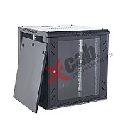 Cabinet metalic perete 19-inch 12U Xcab 12U45S.9004 , usa sticla , negru