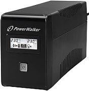 UPS PowerWalker VI 850 LCD, 850 VA, 480 W, cu management, line-interactive, 2x Schuko, 1x RJ45, 12.0V/9.0Ah LCD, Tower, Negru