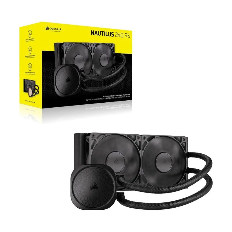 Cooler Procesor CORSAIR NAUTILUS 240 RS NEGRU, dimensiune radiator 275x125x125mm, 2 ventilatoare, viteza ventilatoare 2100 RPM +/- 10% Suport AMD: AM4/AM5, suport INTEL: LGA 1700/1851, Airflow: 74.37 CFM, Nivel de zgomot: 34 dBA