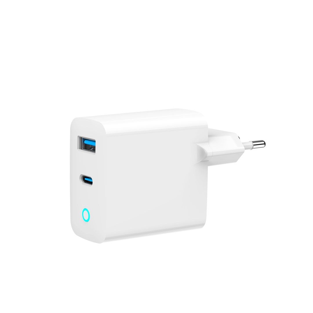 ALIMENTATOR retea 220V GEMBIRD, universal, 1 x USB Type-C D 65W, 1 x USB-A 3.0  QC 18W, indicator LED, tehnologie GaN, alb,  TA-UC-PDQC65L-W-01  (timbru verde 0.18 lei)