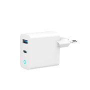 ALIMENTATOR retea 220V GEMBIRD, universal, 1 x USB Type-C D 65W, 1 x USB-A 3.0  QC 18W, indicator LED, tehnologie GaN, alb,  TA-UC-PDQC65L-W-01  (timbru verde 0.18 lei)