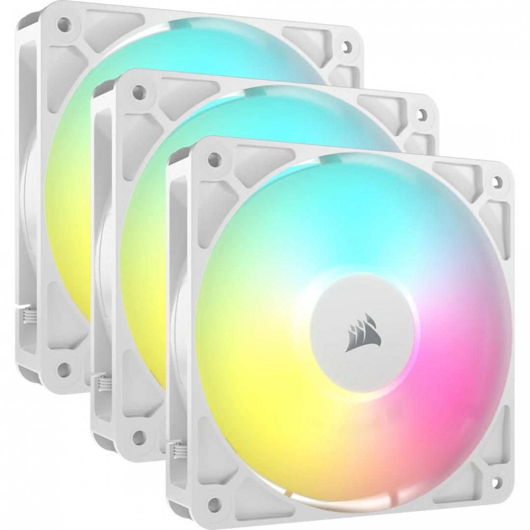 Ventilatoare Carcasa CORSAIR RS120 3x120mm ARGB ALB, viteza 0.420-2100 RPM +/- 10%, Airflow: 13.3-72.8 CFM, Presiune Statica: 0.2-4.15 mm-H2O, Nivel de zgomot: 10-36dBA