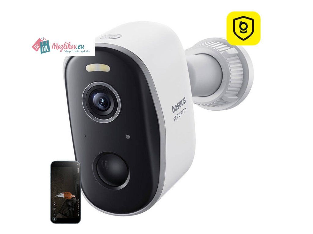 CAMERA IP Exterior Baseus N1 +, 2K, 2304 x 1296, acumulator integrat, unghi pana la 120 grade, IP67, dist. IR 30 m, tip lentila fixa 3 mm, 3 Mpx, wireless + RJ-45, slot SD card,  S0TZ002130  (timbru verde 0.8 lei)