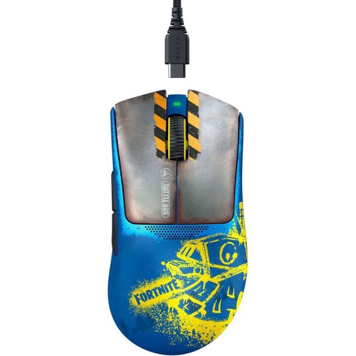 Mouse Razer DeathAdder V3 Pro Fortnite Edition optic, numar butoane progamabile 5, rezolutie 30000 DPI, durata de viata baterie pana la 90 ore - 1000Hz, Pana la 24 ore - 4000Hz + HyperPolling Wireless Dongle